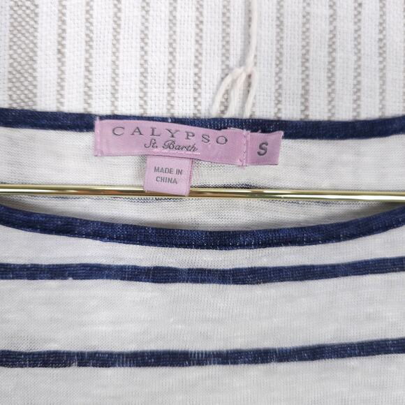 CALYPSO ST BARTH Linen Striped Midi Dress Sz Small Vacation Poolside‎ Resort - Picture 4 of 13